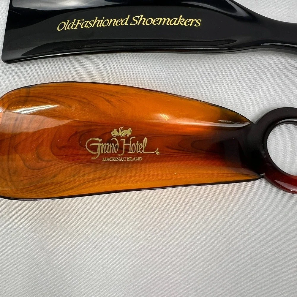 Vintage Shoe Horn Lot of 2‎ Acrylic SAS & Grand Hotel